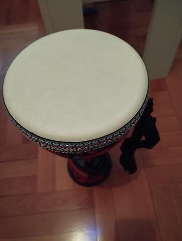 Art & Collectibles: Tarabuka sa slika novo. Djembe bubanj – lagani putni model sa kaišem — 4