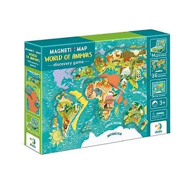 Magnetna mapa sveta sa životinjama – edukativna igračka Opis