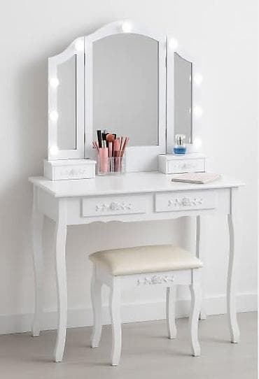 klub sto drvo: Toaletno sto sa hollywood svetlima (najpopularniji model) + stolica — 2