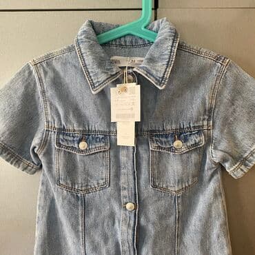 Bodiji i zeke za bebe: Zara haljina od teksasa za devojcice Sa kratkim rukavima,ali moze za — 4