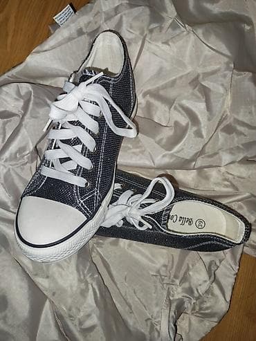 vrecica za pranje patika: Crne platnene patike sa šljokičastim efektom, niskog profila (low-top) — 1