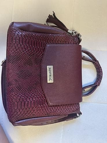 Torba Mistral, NOVO– bordo boja, kombinacija glatke eko-kože i