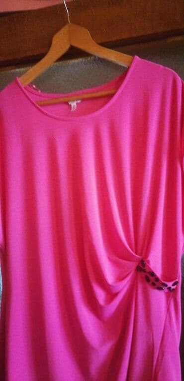 boho tunike: Ženska bluzica – jarko roze - Kroj: asimetrična tunika/bluza — 1