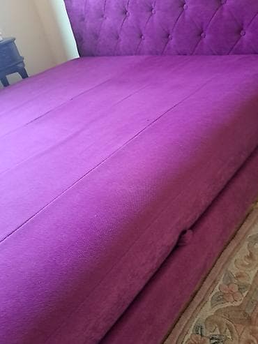 jysk ormari za hodnik: Tapacirani bračni krevet – ljubičasti baršun - Dimenzije ležajne — 7