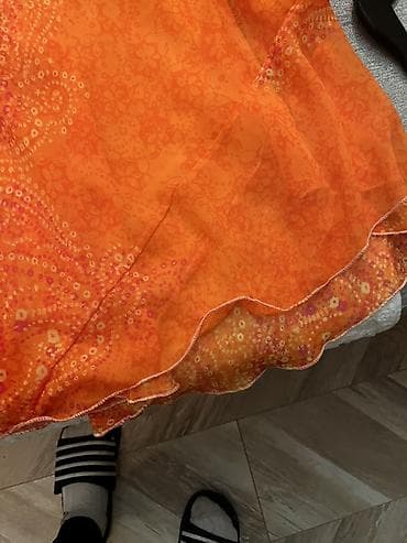 Haljine: Ženska haljina – narandžasta, midi/dužina do članaka, lepršava - — 6