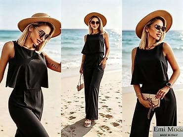Kompleti: Elegantni ženski komplet – bluzica bez rukava + široke pantalone — 4