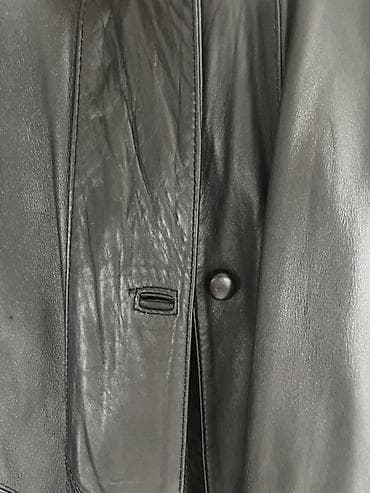 Lične stvari: Dugačka ženska kožna jakna/kaput sa kapuljačom i krznenim obodom — 5