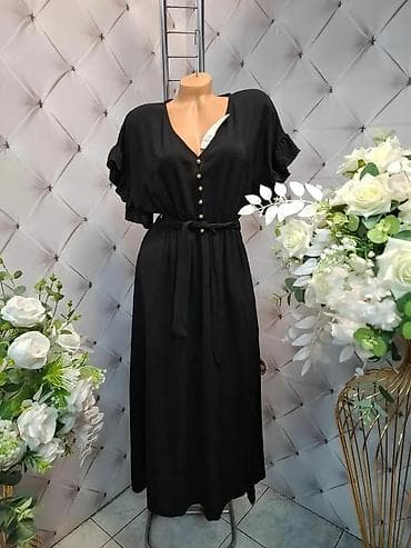 Haljine: Ženska maksi haljina sa puf rukavima i kaišem na vezivanje. Haljina — 5