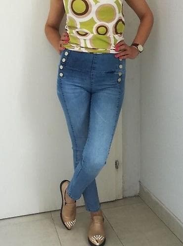 ysl torbe: Ženske visokostruke skinny farmerke – plavi teksas Vel S - Kroj — 6