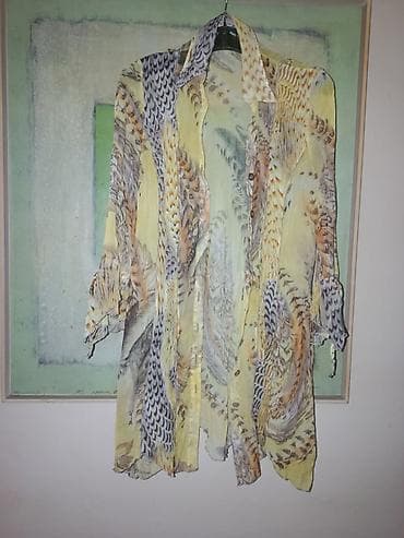 crno odelo i crna kosulja: Lagan ženski kimono/košulja od prozračnog šifona. - Materijal: tanak — 4