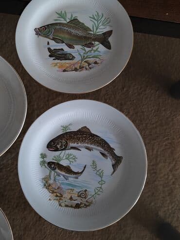 Tableware: Porcelanski servis za ribu – 7 delova - 1 veliki ovalni poslužavnik — 6