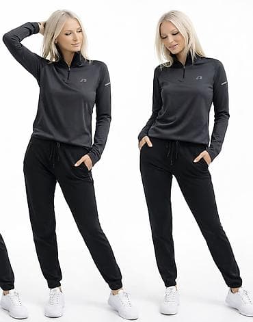 Ženski sportski komplet – crni - Gornji deo: dukserica sa dugim