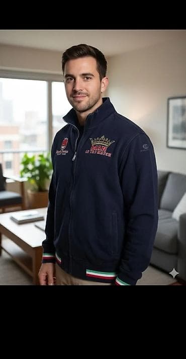 Majice: Muški duks/jakna na rajsferšlus – tamnoplava - Model: sportsko-casual — 1