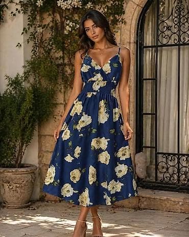 haljine od viskoze: Letnja midi haljina sa cvetnim printom - Kroj: midi dužina, A-linija — 6