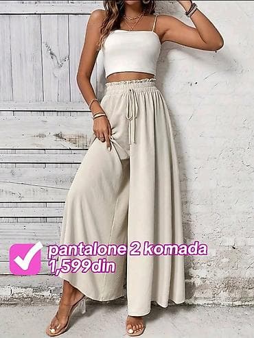 Ženske široke pantalone sa visokim strukom - Kroj: veoma široke