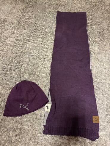 Scarves: Set sal i kapa Puma.Sal ima dva lica,sivi i ljubicasti — 1