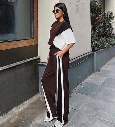 svecane pantalone zenske: 💫Zenski dvodelni komplet – majica i pantalone sa sportskim detaljima — 3