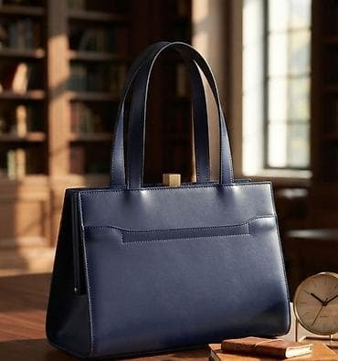 chanel torbe prodaja srbija: Elegantna kožna torba – tamnoplava - Materijal: glatka prirodna koža — 1
