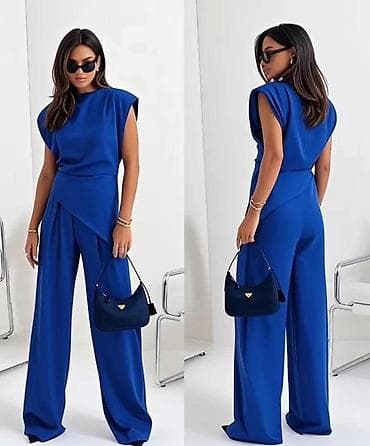 elegantni komplet: Ženski elegantni komplet – top bez rukava i široke pantalone - Kroj — 1