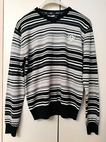 Muški pleteni džemper sa prugama - Model: tanji džemper dugih rukava