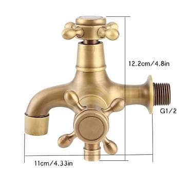 Ostali proizvodi za kuću: Retro zidna slavina sa dva izlaza – antik bronza - Materijal: mesing — 4