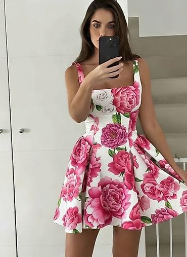 balextra haljine: 🍒Mini haljine sa širokom suknjom i cvetnim/voćnim printom
✅2800 din — 3