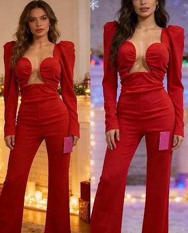 Ostalo: Ženski elegantni kombinezon sa dugim rukavima i dramatičnim dekolteom — 1