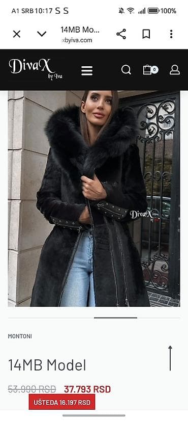 jakna svicarski znak: DivaX by Iva – Montoni kaput “14MB Model” - Boja: crna - Duga silueta — 3