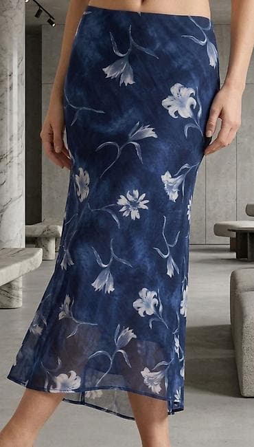 ps suknje snizenje: Suknja do polovine lista sa floralnim printom - Model: slip suknja — 1