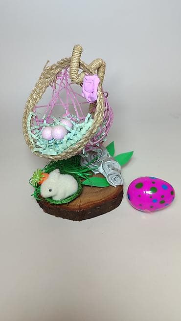 Ogledala: Uskršnja dekoracija – ručno rađeni aranžman na drvenoj podlozi - — 3