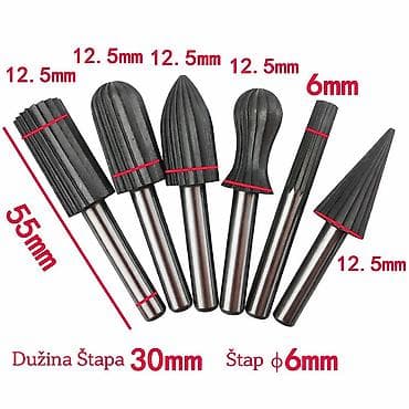 Agregati: Komplet 6 većih glodala za drvo raznih oblika sa osovinom od 6 mm — 9