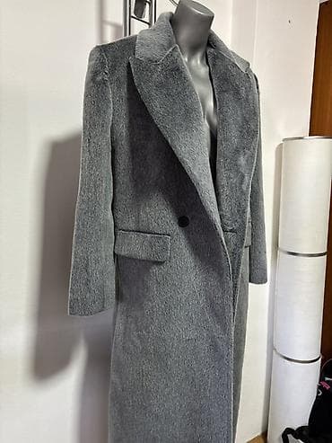 armani kaput: Ženski elegantni kaput – sivi, dugi kroj - Materijal: mekana — 2