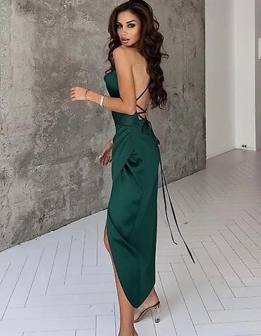 Dresses: Saten haljina midi dužine sa bretelama i visokim bočnim prorezom — 3