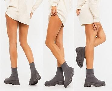 Ženske čizme – sivi „sock boots“ sa debelim đonom - Model: gležnjače na lalafo.rs Ženske čizme – sivi „sock boots“ sa debelim đonom - Model: gležnjače