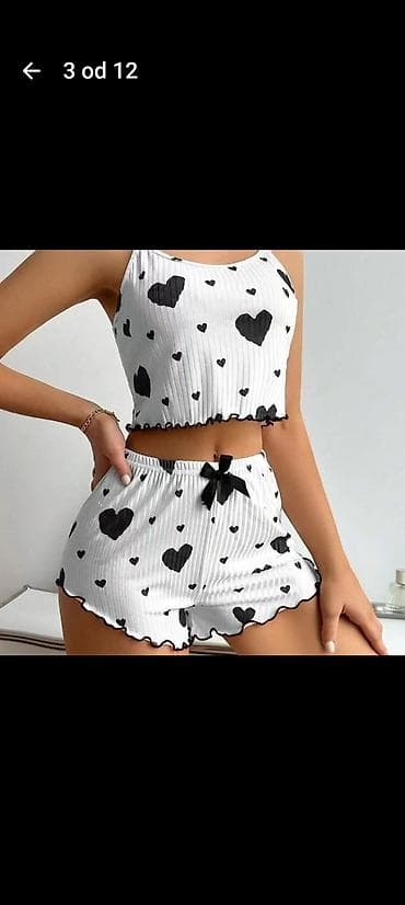 Muška obuća: Ženski komplet za spavanje/druženje – top na tanke bretele i šorts - — 3