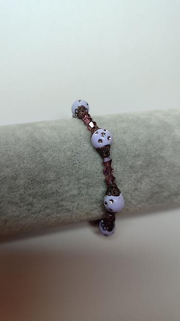 svetlece pidzame beograd: Ručno rađena narukvica sa perlama i kristalima - Dizajn: kombinacija — 5