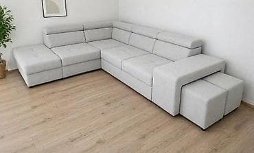 Ugaona garnitura – modularna, moderna sivi melange - Prostrana L/U