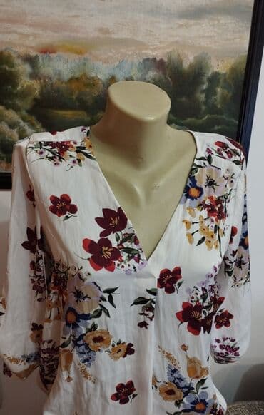 nike obuca za zimu: Stradivarius, M (EU 38), Viscose, Floral, color - White — 1