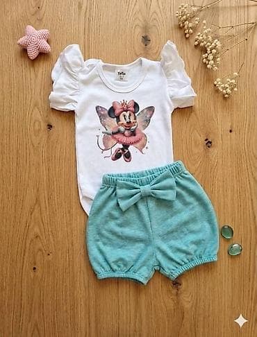 helanke zvoncare za devojcice: Komplet za bebe – bodi + pufnaste šorc gaćice + traka za kosu Komplet — 6