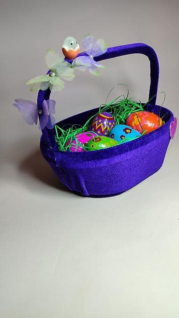 Rasveta: Uskršnja dekorativna korpica – ručni rad - Materijal: meka pliš/velur — 4