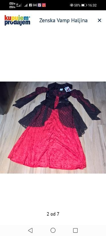 torbe novi sad: Ženska “Vamp” haljina – kostim - Duga haljina u crveno‑crnoj — 2
