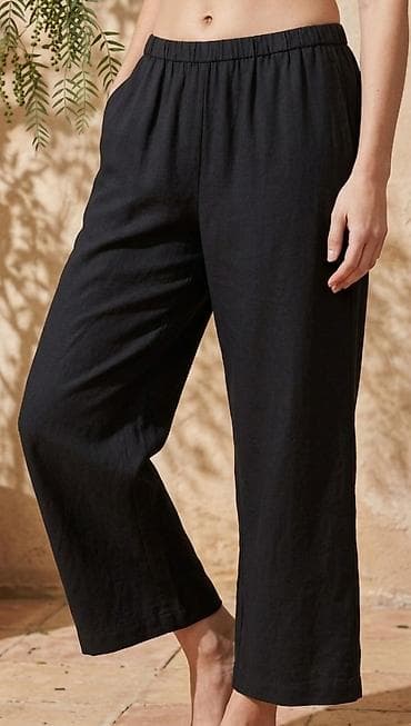 gerry weber pantalone: Ženske crne lanene culotte pantalone - Materijal: lagani lan ili — 1