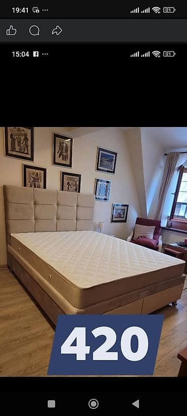 Ostali nameštaj: Boxspring krevet sa uzglavljem i dušekom - Tip: boxspring sistem — 3