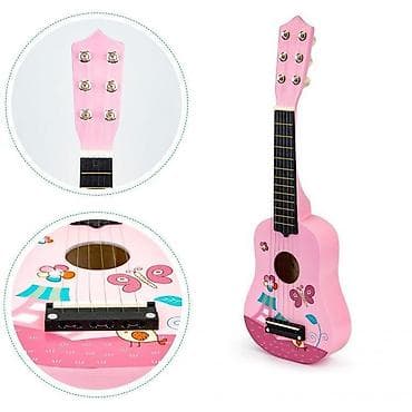 gitara: Drvena gitara za decu sa metalnim žicama – pink (ECO TOYS) Šifra: FO18 — 4