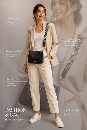 fazon sabac: Crna crossbody torba “FASHION & BAG” sa modernim kaišem - — 4