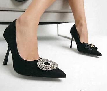 legend pantalone ženske: Elegantne ženske salonke na visoku štiklu, klasične crne boje — 1