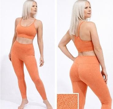 Dvodijelni sportski set – narandžaste helanke i top - Materijal