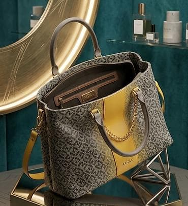 torbe od pruća: Ženska torba MEXX – shopper/handbag - Dizajn: monogram sivi print sa — 1