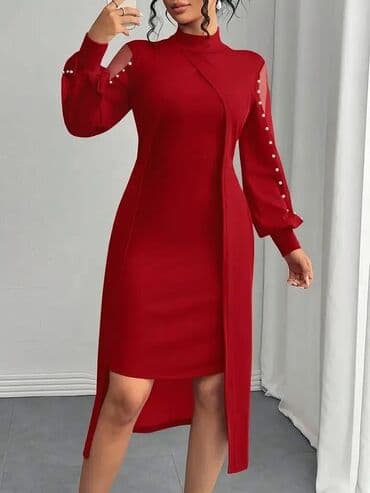 koton svecane haljine: ❤️Elegantna crvena haljina sa asimetričnim preklopom Cena: 3700din — 4