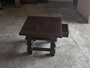 stilske komode: Drveni klub sto sa fiokom – klasičan masivni dizajn - Materijal: puno — 6